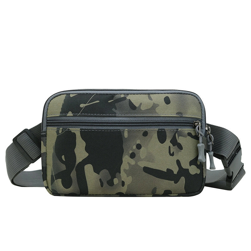 Men's Nylon Solid Color Camouflage Classic Style Square Zipper Fanny Pack