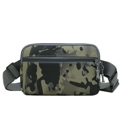 Men's Nylon Solid Color Camouflage Classic Style Square Zipper Fanny Pack