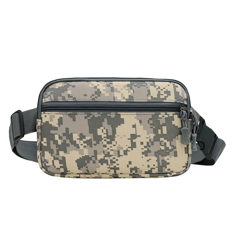 Men's Nylon Solid Color Camouflage Classic Style Square Zipper Fanny Pack