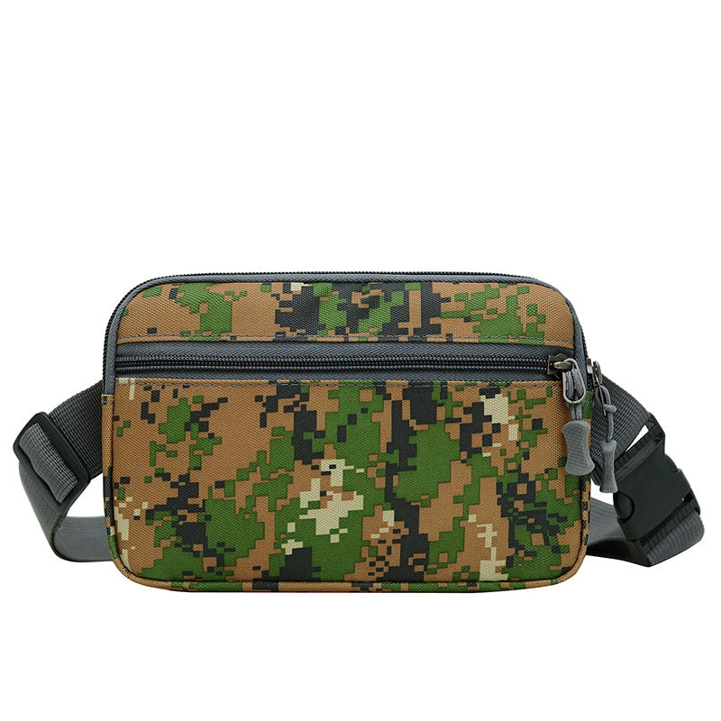 Men's Nylon Solid Color Camouflage Classic Style Square Zipper Fanny Pack