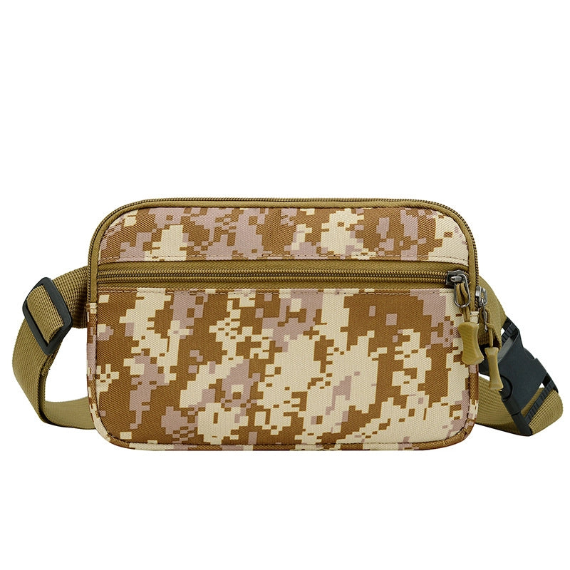 Men's Nylon Solid Color Camouflage Classic Style Square Zipper Fanny Pack