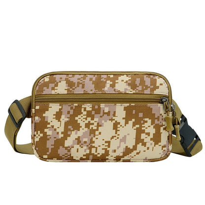 Men's Nylon Solid Color Camouflage Classic Style Square Zipper Fanny Pack