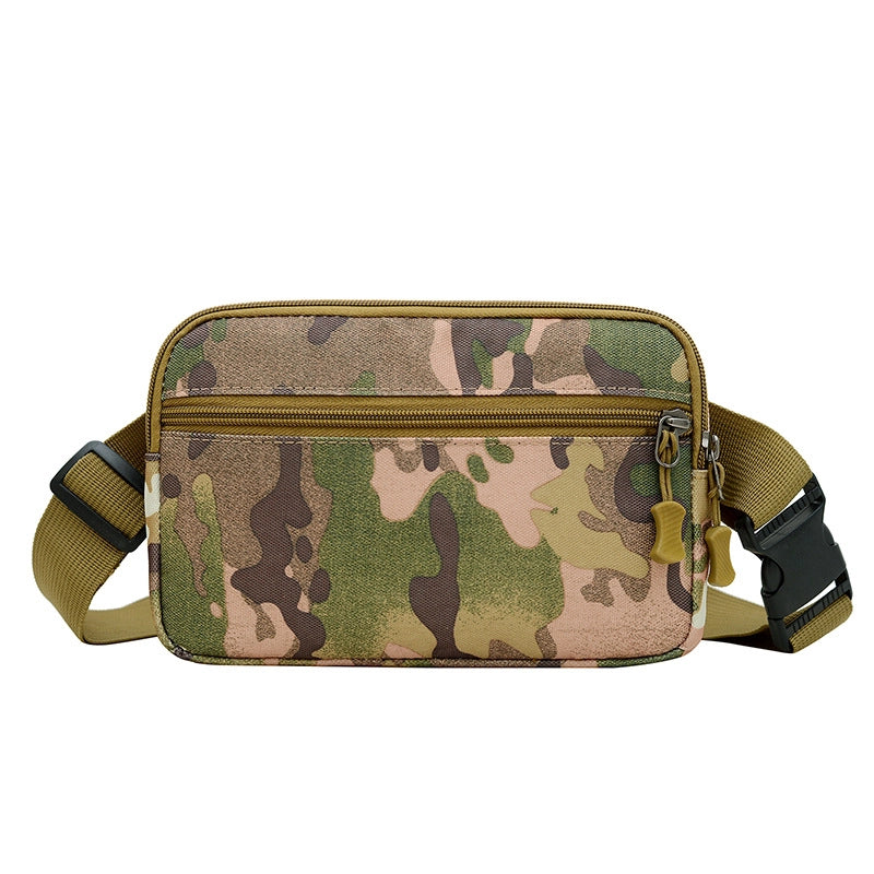 Men's Nylon Solid Color Camouflage Classic Style Square Zipper Fanny Pack