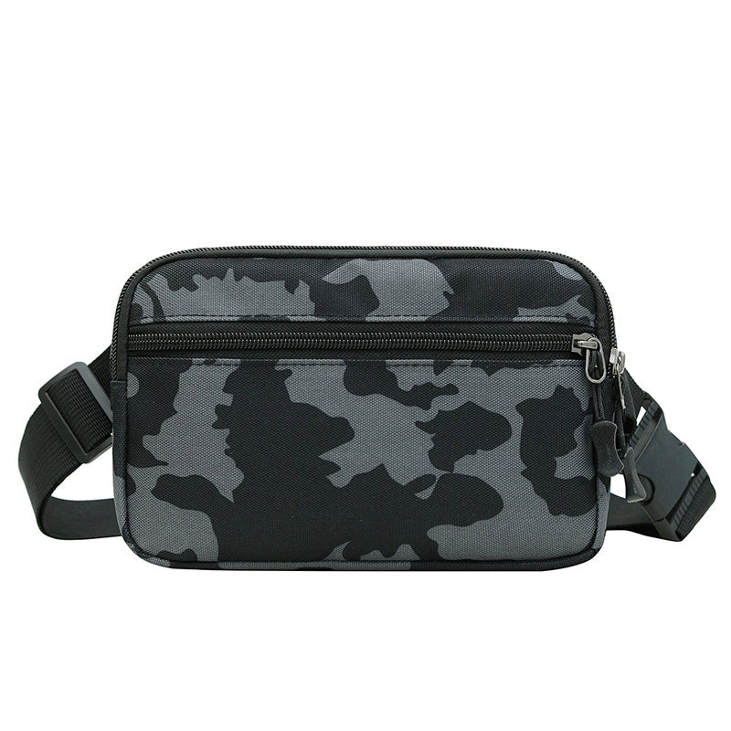 Men's Nylon Solid Color Camouflage Classic Style Square Zipper Fanny Pack