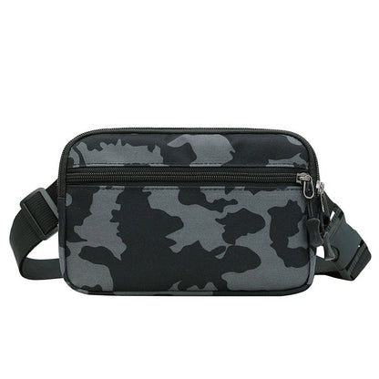 Men's Nylon Solid Color Camouflage Classic Style Square Zipper Fanny Pack
