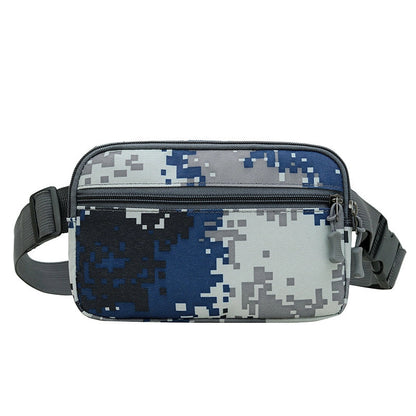 Men's Nylon Solid Color Camouflage Classic Style Square Zipper Fanny Pack