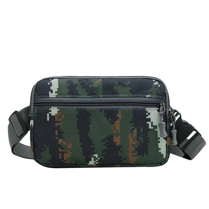 Men's Nylon Solid Color Camouflage Classic Style Square Zipper Fanny Pack