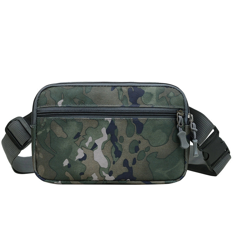 Men's Nylon Solid Color Camouflage Classic Style Square Zipper Fanny Pack
