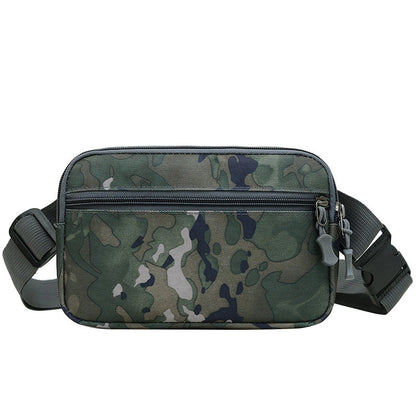Men's Nylon Solid Color Camouflage Classic Style Square Zipper Fanny Pack