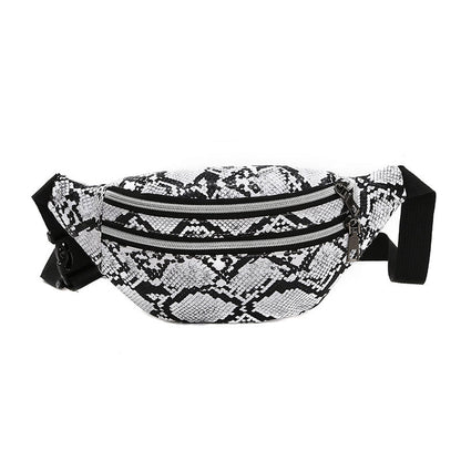 Men's Snakeskin Pu Leather Zipper Fanny Pack