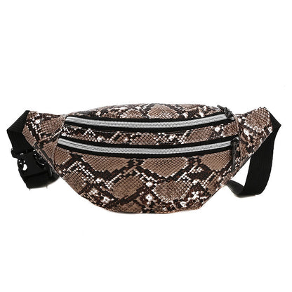 Men's Snakeskin Pu Leather Zipper Fanny Pack