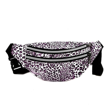 Men's Leopard Pu Leather Zipper Fanny Pack