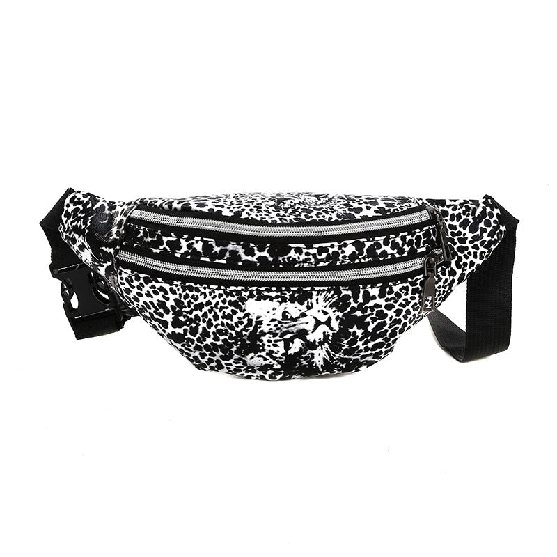 Men's Leopard Pu Leather Zipper Fanny Pack