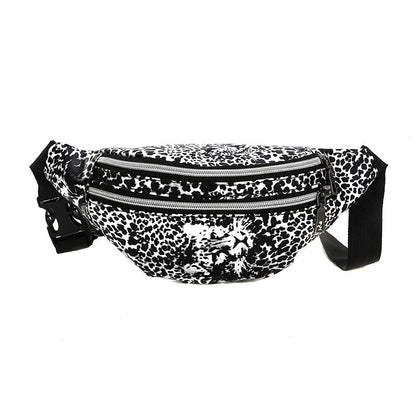 Men's Leopard Pu Leather Zipper Fanny Pack