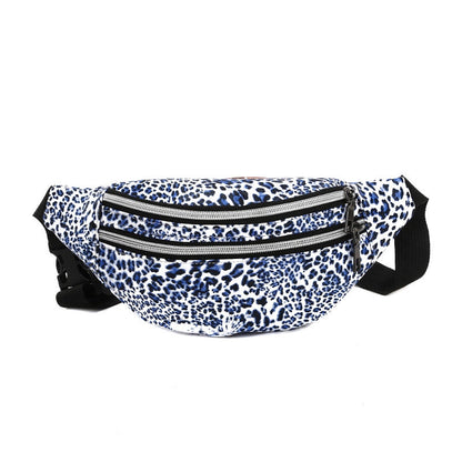 Men's Leopard Pu Leather Zipper Fanny Pack
