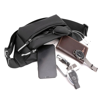 Men's Solid Color Oxford Cloth Zipper Fanny Pack