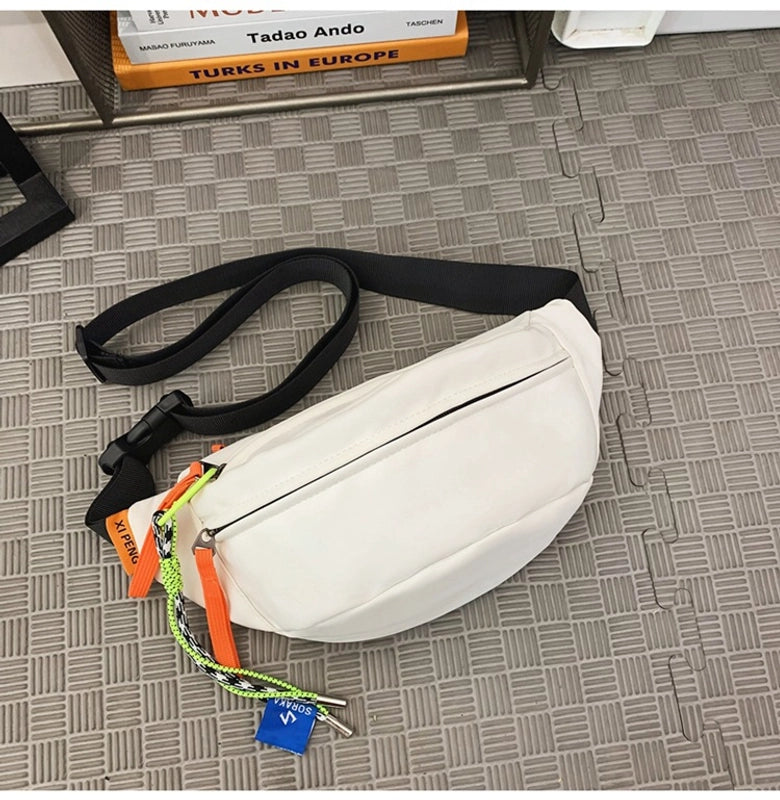 Unisex Solid Color Nylon Sewing Thread Zipper Fanny Pack
