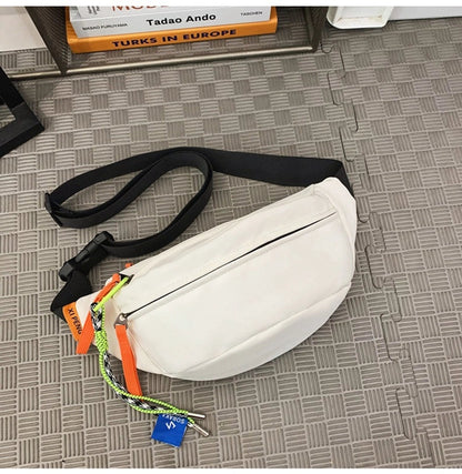 Unisex Solid Color Nylon Sewing Thread Zipper Fanny Pack