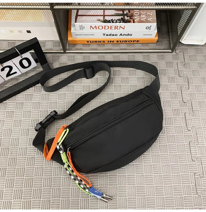 Unisex Solid Color Nylon Sewing Thread Zipper Fanny Pack