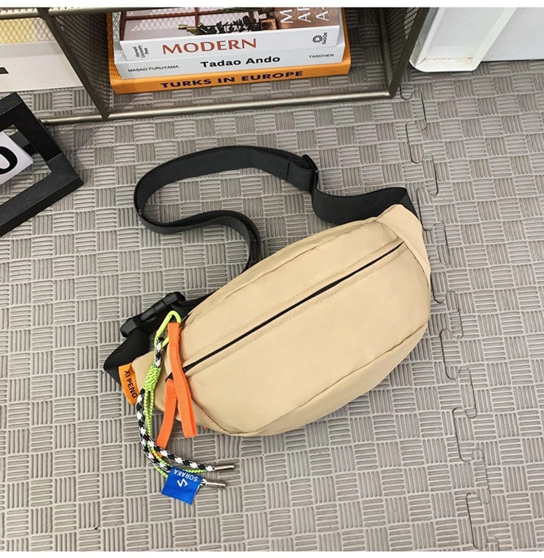 Unisex Solid Color Nylon Sewing Thread Zipper Fanny Pack