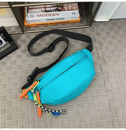 Unisex Solid Color Nylon Sewing Thread Zipper Fanny Pack