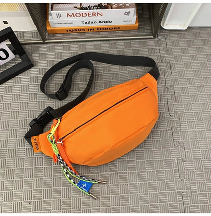 Unisex Solid Color Nylon Sewing Thread Zipper Fanny Pack