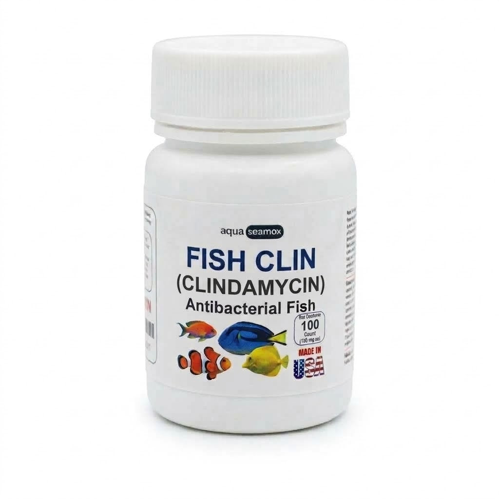 Fish Clin clindamycin 150 mg antibacterial for ornamental aquarium fish, 100-count bottle