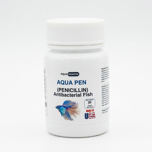Aqua Pen penicillin 500 mg antibacterial for ornamental aquarium fish, 30-count bottle