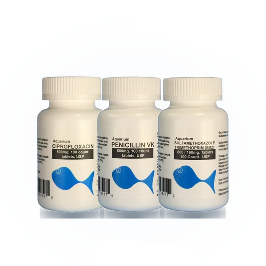 Fish Room & Breeder Bulk Pack (Flox 500 + Penicillin 500 + Sulfa 960, 100-count bottles)