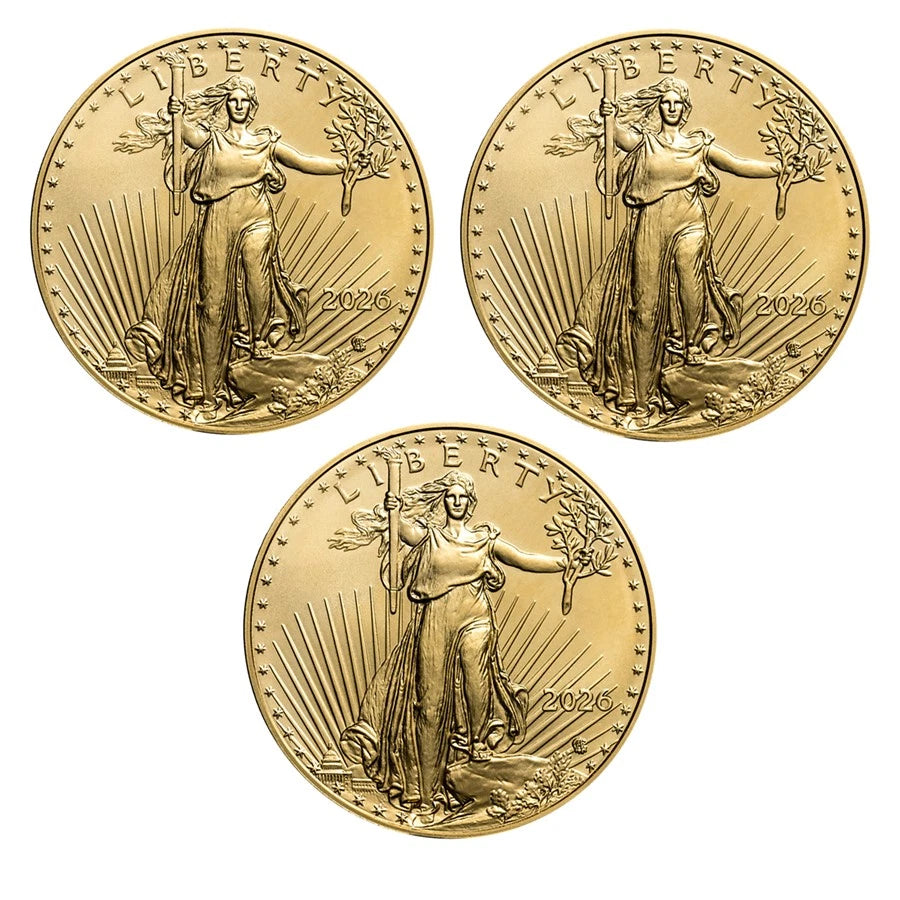 2026 1 oz American Gold Eagle Coin BU - 3 Coins 1