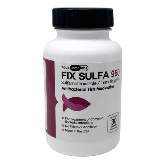 Fix Sulfa 960 sulfamethoxazole trimethoprim antibacterial fish medication, 30-tablet bottle